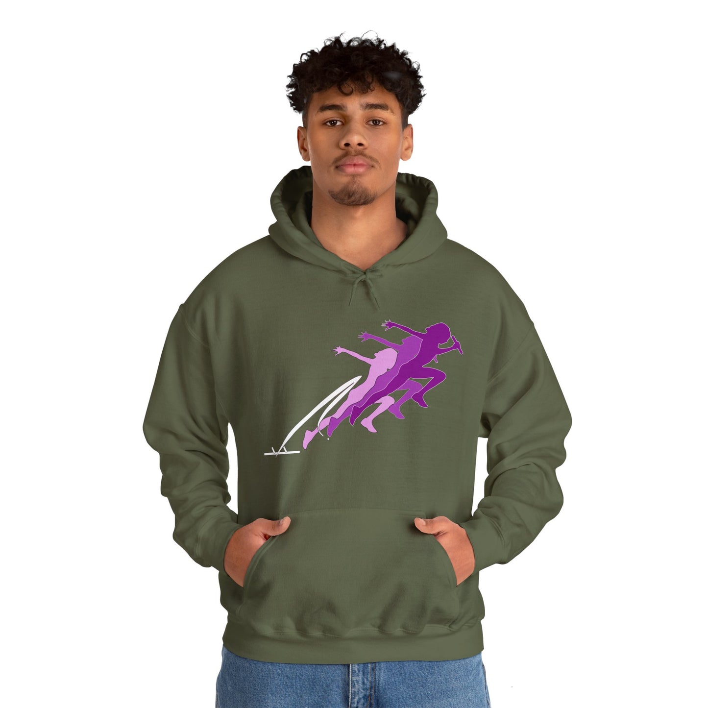 Running Woman Pink Heavy Blend™ Hooded Sweatshirt